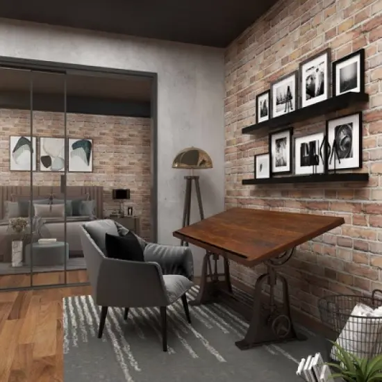 Industrial Teak Wood Console Table Brown - Olivia & May image {10}