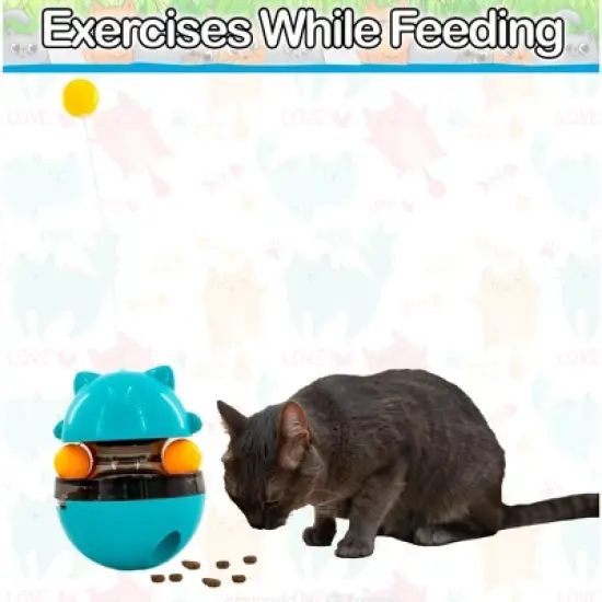 5 Star Super Deals Interactive Cat Treat Puzzle Feeder Toy - Adjustable Slow Food Dispenser with Playful Feline Ball Game & Rattle Ball Wand image {4}