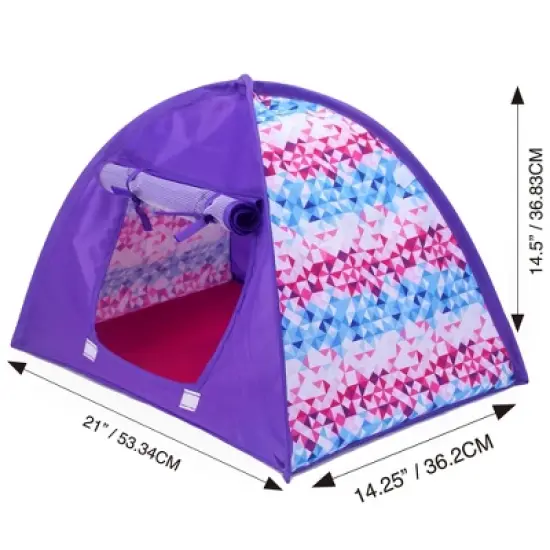 Sophia&rsquo;s Tent and Sleeping Bag Set for 18" Dolls, Purple/Pink image {1}