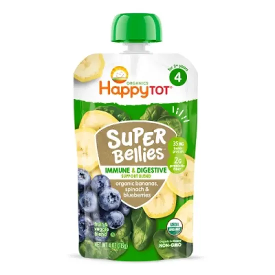 HappyTot Super Bellies Organic Bananas Spinach & Blueberries Baby Food Pouch - 4oz image {1}