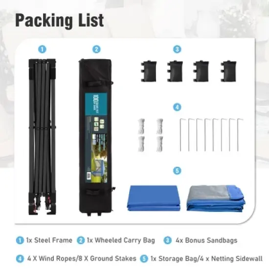 Captiva Designs 10x10 ft Pop-Up Canopy Tent with UV Protection, Mesh Sidewalls, and Easy Setup Roller Bag, Beige image {7}