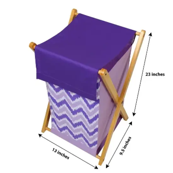 Bacati - MixNMatch Purple Laundry Hamper with Wooden Frame image {1}