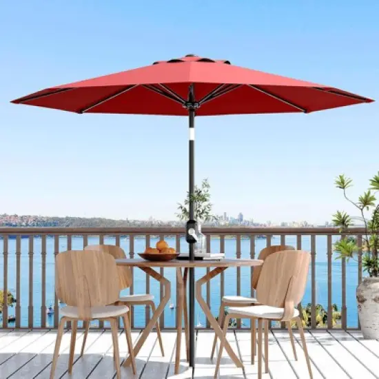9ft Patio Umbrella with Crank Lift & Push Button Tilt - UV Protection 8-Rib Design for Pool/Deck/Backyard image {14}