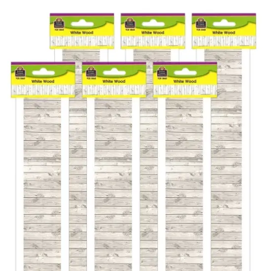 Teacher Created Resources&reg; White Wood Design Straight Border Trim, 35 Feet Per Pack, 6 Packs image {2}