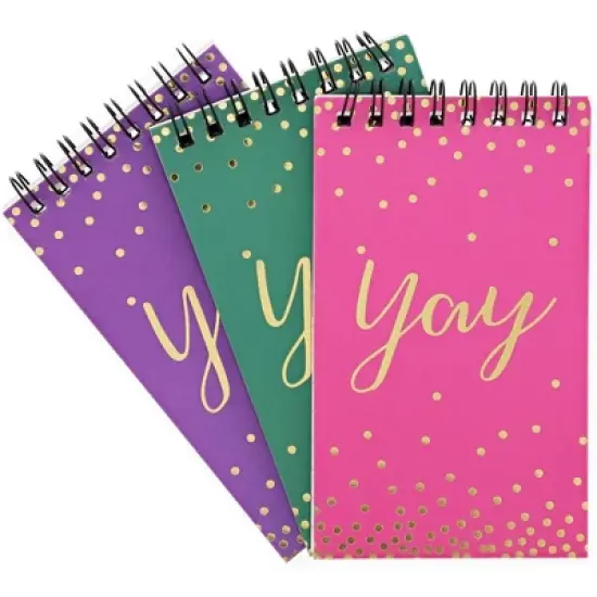 Paper Junkie 12-Pack Gold Foil Yay Confetti Spiral Lined Notebooks Journals (5.3 x 3 in, 50 Sheets, 3 Colors) image {2}
