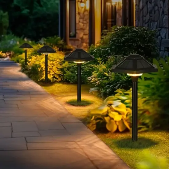 Gigalumi Black Plastic Solar LED Landscape Light , Warm White Waterproof Pathway Light 2-Pack image {1}