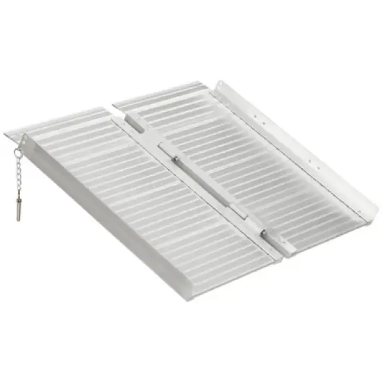 HOMCOM Textured Aluminum Portable Wheelchair Ramp for Home, Steps, Doorways, Foldable Handicap Ramp 2', Threshold Ramp with Strong Load-Bearing image {3}