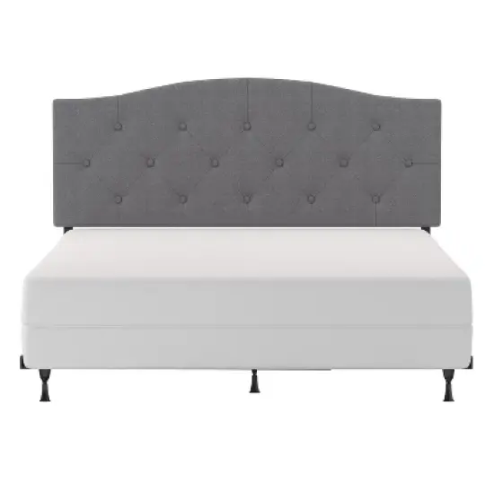 Full/Queen Provence Upholstered Arch Adjustable Tufted Headboard with Frame Glacier Gray Fabric - Hillsdale Furniture image {3}