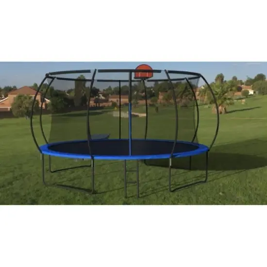 QingMoon 14 FT Pumpkin Trampoline With Basketball Hoop,Rubber Ball,Air Pump,8 Black PVC Covers,1050mm Foam Poles, And Anti-Collapse Fiber Netting image {8}