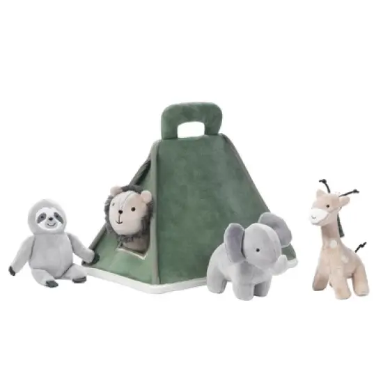 Lambs & Ivy Interactive Plush Safari/Jungle Green Tent with Stuffed Animal Toys image {3}