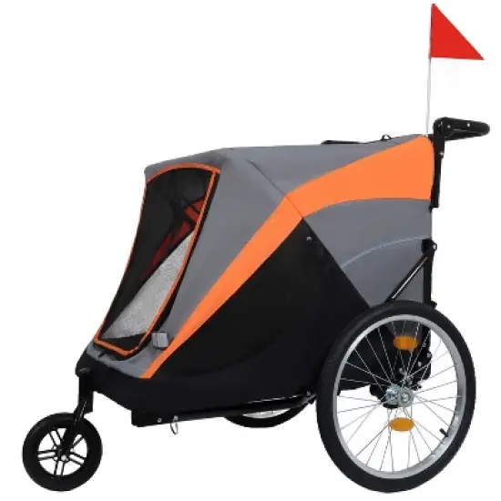 2-in-1 Bike Trailer & Push Cart for Pets - Detachable Bike Hitch & Push Handle Included&pound;&not;Dual Cup Pockets and Storage Bag, Holds Pets Up to 100 lbs image {5}