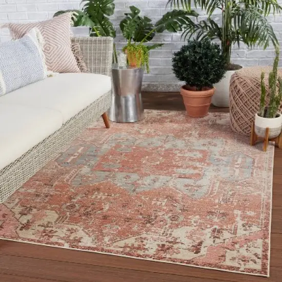 Priyah Indoor/Outdoor Area Rug Medallion Pink/Gray - Jaipur Living image {5}