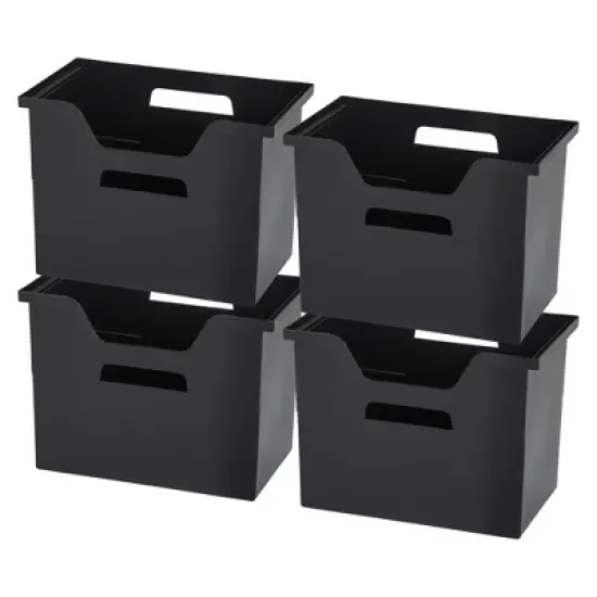 IRIS USA Portable Letter Size Desktop File Box with Open Lid, Side Handles, Hanging File Folders image {7}