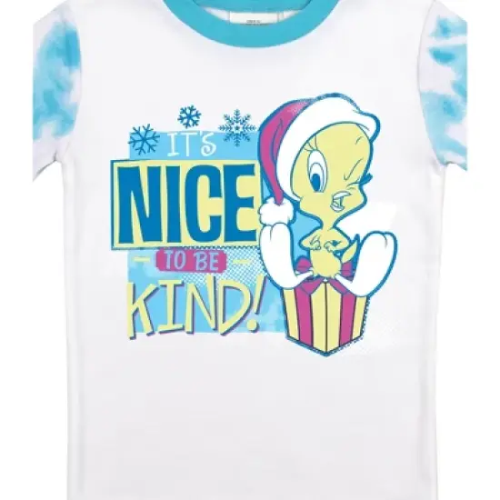 Looney Tunes Tweety It's Nice To Be Kind Youth Blue & White Wash Pattern Sleep Set image {3}