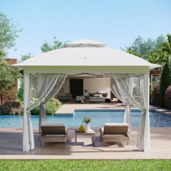 Outdoor Canopy Tent With Mosquito Netting, Pop Up Instant Gazebo Waterproof With Portable Carrying Bag, Outdoor Gazebo Tent for Backyard image {11}