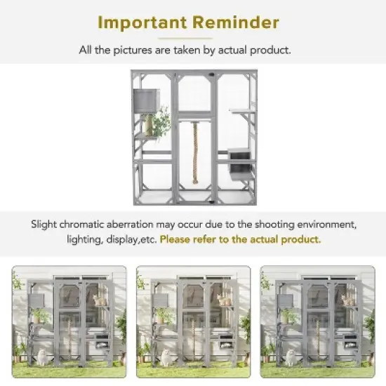 Gulches Light Grey Outdoor Cat House with Two Condos and Platforms image {5}