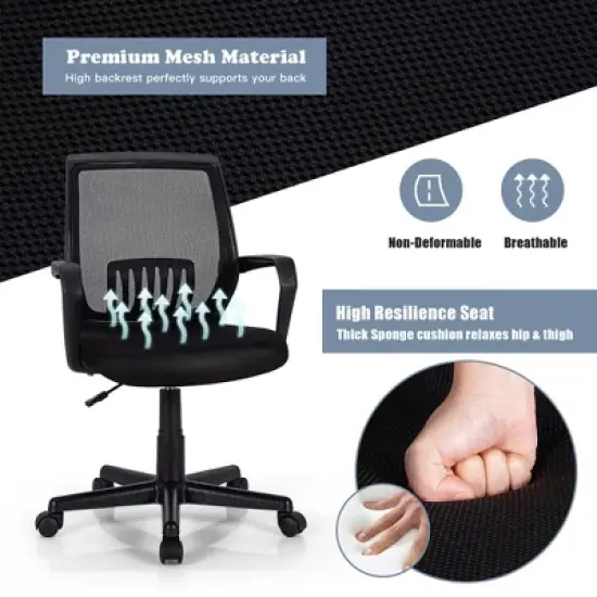 Costway Mid-Back Mesh Chair Height Adjustable Executive Chair w/ Lumbar Support image {8}