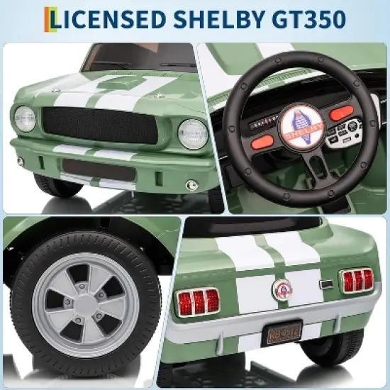 12V Ride on Licensed Shelby GT350, Battery Powered Ride on Toys for Toddlers with Remote Control, Safety Belt, 2 Speeds, LED Lights image {3}