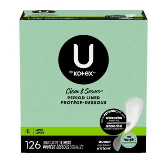 U by Kotex Clean & Secure Liner - Light Absorbency - Long Length - 126ct image {1}