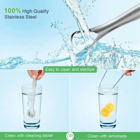 YEVYO Tongue Scraper for Adults (3 Pack)- 100% Stainless Steel Tongue Cleaner with Travel Case - Metal Tongue Scraper to Reduce Bad Breath image {5}