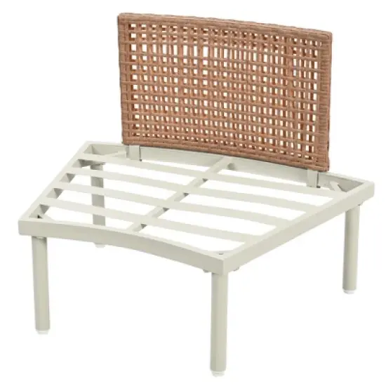 FIONECA 6-Piece Half Moon Outdoor Sectional Sofa Set with 2 Coffee Tables, PE Wicker Patio Furniture with Cushions & Pillows, Beige image {11}