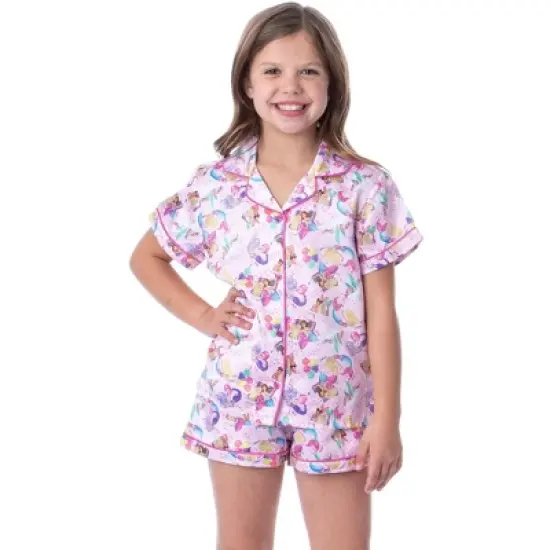 Mattel Girls' Barbie Fantasy Mermaid Princess Sleep Pajama Set Shorts Pink image {5}