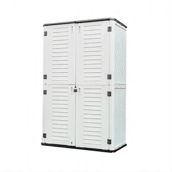 WELLFOR 380 gal Vertical Storage Deck Box Beige image {7}