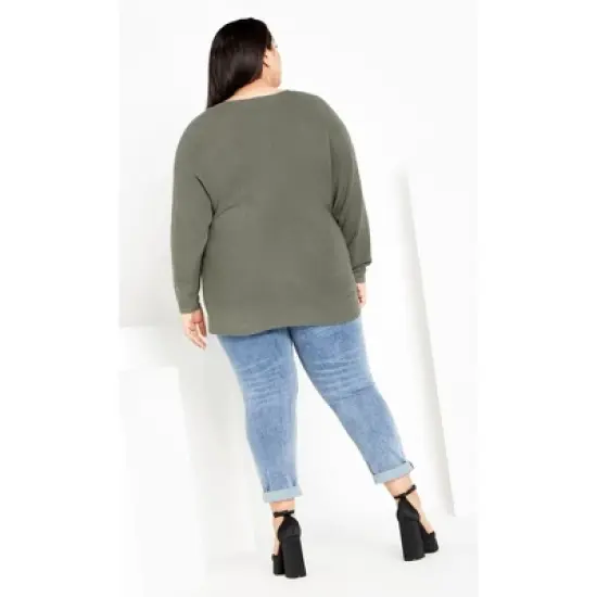 Women's Plus Size Romance Sweater - deep sage | CITY CHIC image {3}