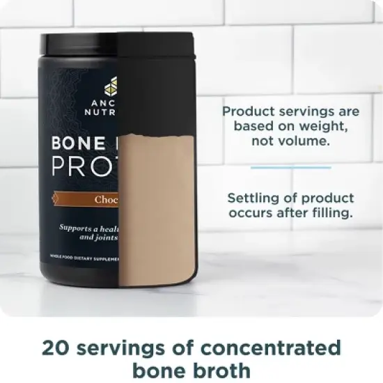 Ancient Nutrition Bone Broth Protein Powder - Chocolate - 17.8oz/20 Servings image {6}
