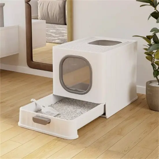 Artloge Extra Large Anti-Splashing Cat Litter Box Portable Enclosed Cat Toilet with Front & Top Entry & Scoop & Lid Drawered image {8}