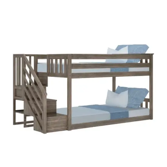 Max & Lily Twin Low Bunk Bed with Staircase image {8}