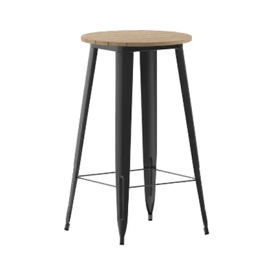Flash Furniture Declan Commercial Indoor/Outdoor Bar Top Table, 23.75" Round All Weather Poly Resin Top with Steel base image {11}