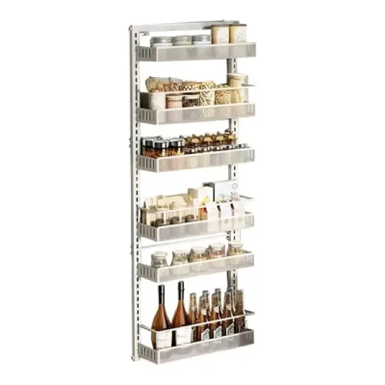Adjustable Over The Door Organizer, 6-Tier Metal Hanging Door Organizer, Metal Spice Rack Shelves Door Wall Mounted image {6}