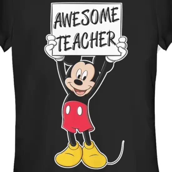 Junior's Mickey & Friends Awesome Teacher Sign T-Shirt image {1}