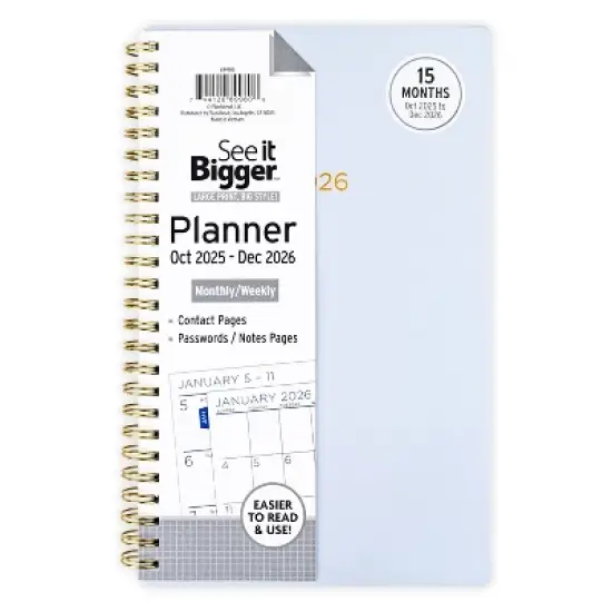 See It Bigger 2025-2026 15 Months Monthly/Weekly 5.5"x8.5" Planner Medium image {7}