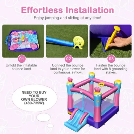 Costway Inflatable Bounce House 3-in-1 Princess Theme Inflatable Castle without Blower image {6}