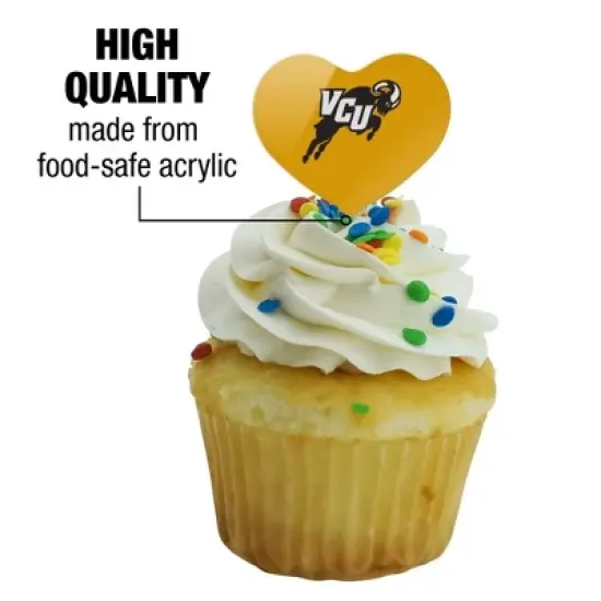 NCAA Virginia Commonwealth University Secondary Heart Love Cupcake Picks Toppers Decoration Set of 6 image {2}