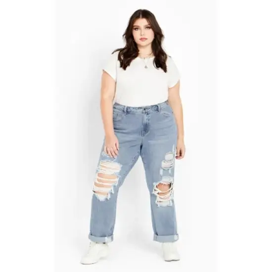 Women's Plus Size Hannah Rip Jean - Light Wash | CITY CHIC image {1}