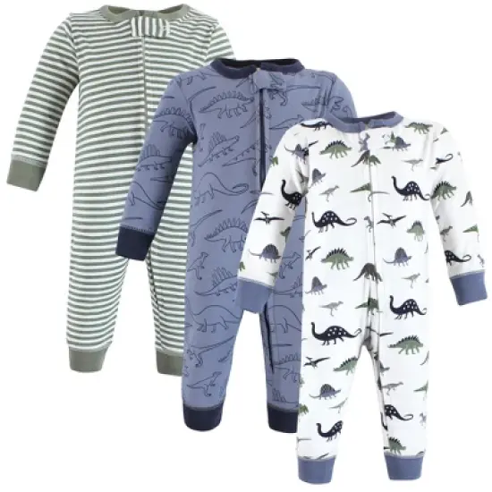 Hudson Baby Cotton Sleep and Play, Blue Green Dino image {6}