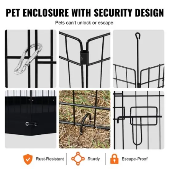 VEVOR Dog Playpen, 8 Pcs 30"H x 24"W Panels Foldable Metal Pet Exercise Pen, Dog Fence Indoor and Outdoor Pen with Door, 600D Oxford Fabric Bottom Pad image {5}