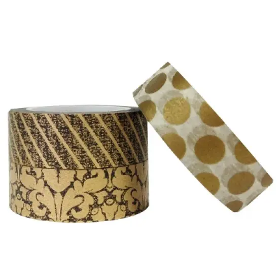 Wrapables Midas Touch Japanese Washi Masking Tape (Set of 3) image {2}
