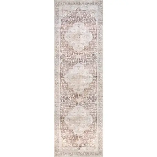 nuLOOM Rosa Machine Washable Distressed Vintage Medallion Area Rug image {12}