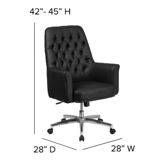 Flash Furniture Mid-Back Traditional Tufted LeatherSoft Executive Swivel Office Chair with Arms image {3}