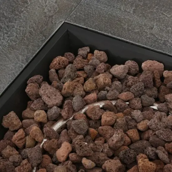 GDFStudio Arlana Outdoor 40,000 BTU Lightweight Concrete Square Fire Pit, Natural Stone image {6}