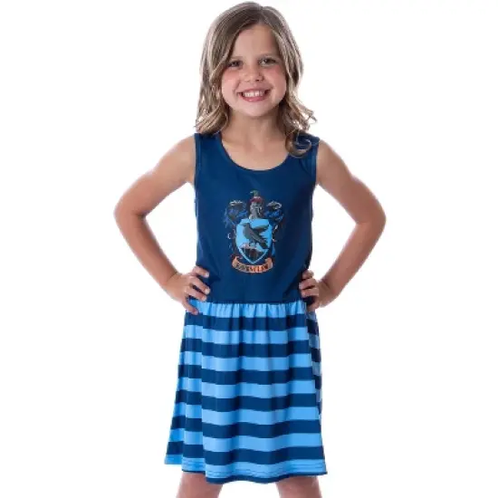 Harry Potter Girls All Houses Crest Logo Tank Stripe Accent Pajama Nightgown image {6}