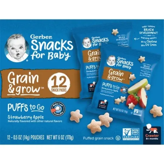 Gerber Puffs Strawberry Apple Baby Snacks - 12ct/0.5oz Each image {2}