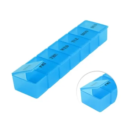 Unique Bargains 7 Grids Single Row Pill Case Clear 1 Pc image {2}