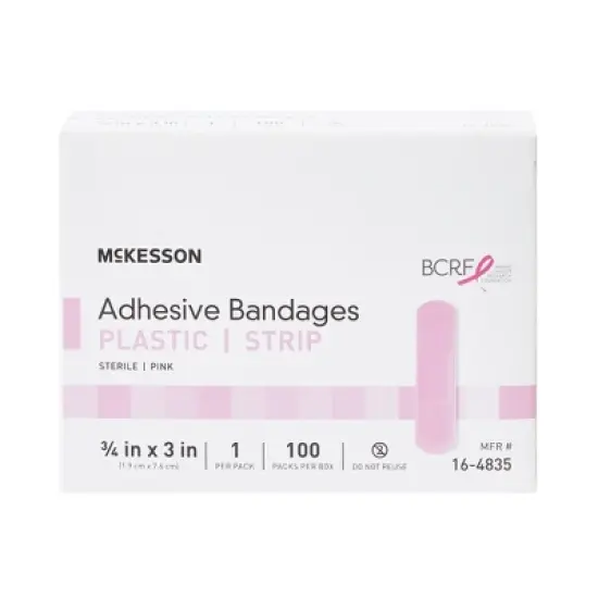 McKesson Breast Cancer Awareness Adhesive Strip Bandages, 100 Count, 1 Pack image {4}