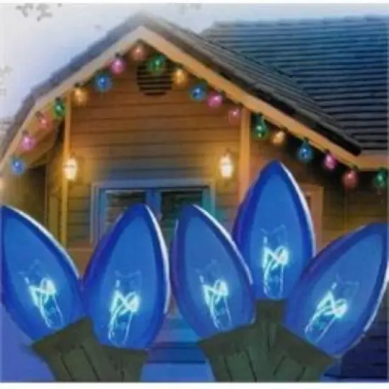 Northlight C7 Christmas String Lights - Blue - 24' Green Wire - 25ct image {1}