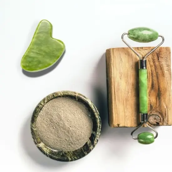Beautimate Jade Roller and Gua Sha Set &ndash; Natural Facial Massage Tools for Lymphatic Drainage, Circulation, and Radiant Glow image {1}